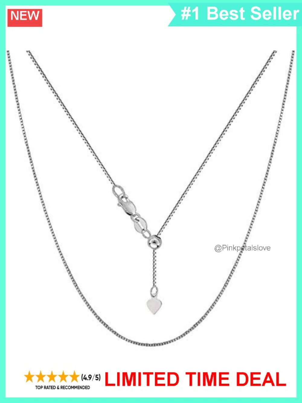 Sterling Silver Box Chain Necklace Adjustable Bolo 14-24 Inch